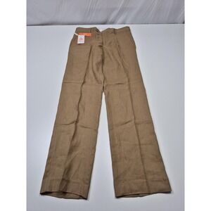 Inserch Dress Pants Mens 32x32 Beige Sand Linen Flat Front Slim Fit Italy NWT